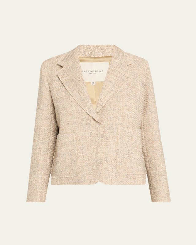 Cropped Woven Boyfriend Blazer